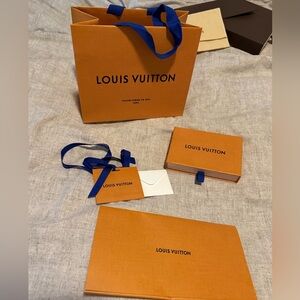 Authentic Louis Vuitton small wallet box (empty) with extras